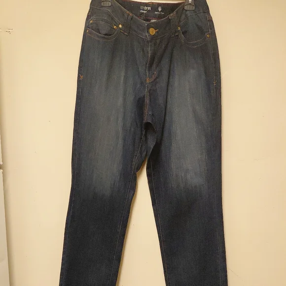 Lane Bryant Womens Dark Wash Straight Leg Jeans Size 14 Tall - Picture 1 of 10